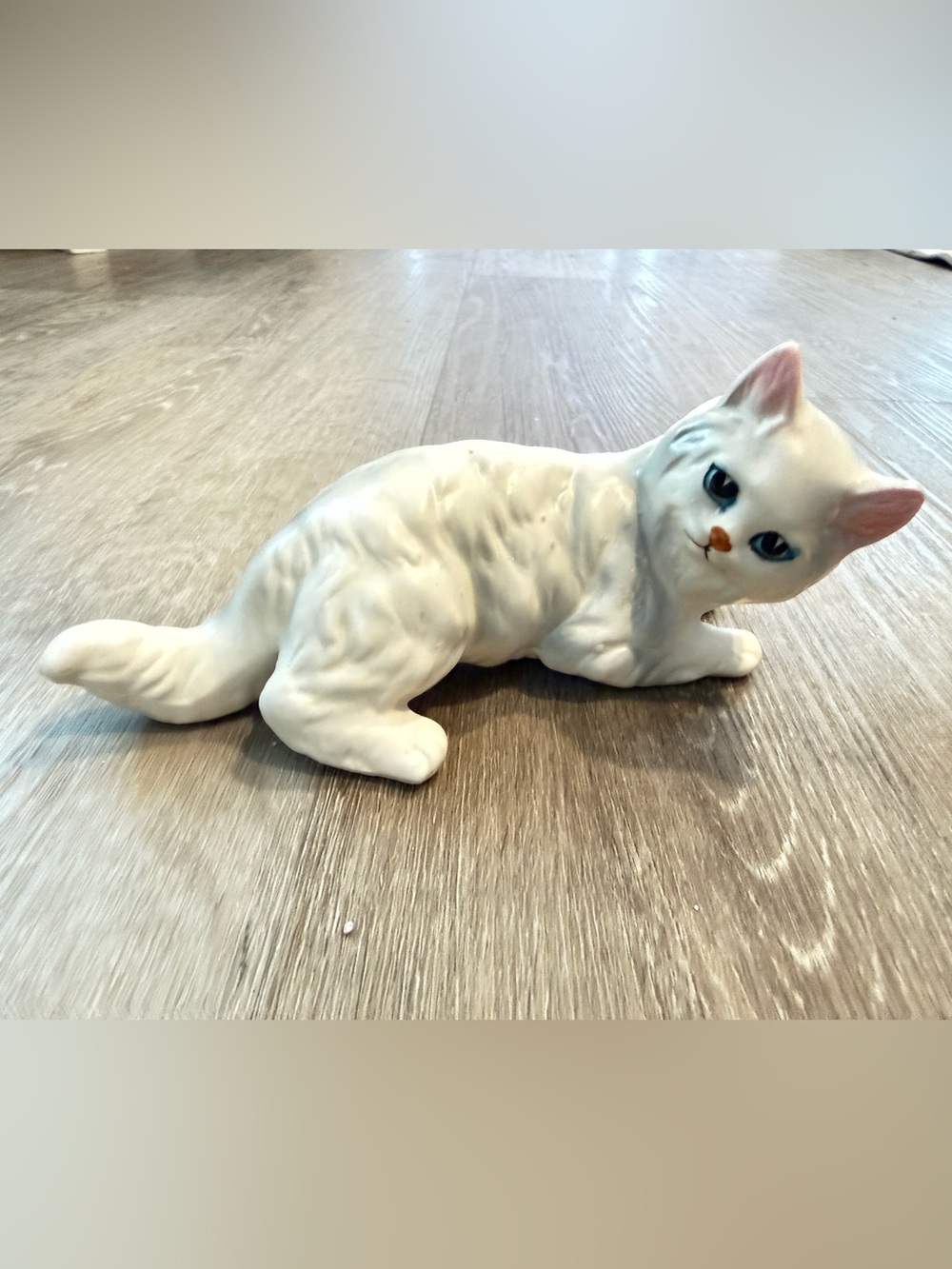Vintage White Persian Cat Figurine Mid Century Ceramic Cat Cottagecore Retro
